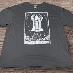 Black Graphic Tee with Space shuttle Design